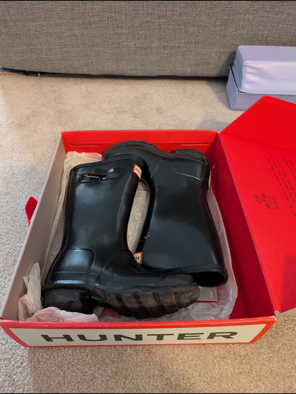 Hunter Kids Black Gloss Rain Boots